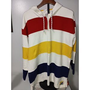 JONES NEW YORK Sport: Multicolor Striped Rugby Hoodie - Men's Size M